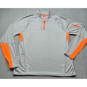 FILA SPORT Running XL Mens Long Sleeve Gray Fitted 1/4 Zip Pullover  Activewear